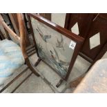 WOODEN FRAMED DUCKS TAPESTRY FIRE SCREEN