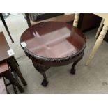 ROUND MAHOGANY CLAW FOOT COFFEE TABLE