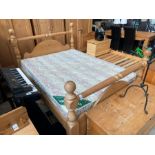 LARGE PINE DOUBLE BED WITH MATTRESS (CLEAN)