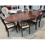 LARGE OVAL MAHOGANY DINING TABLE & 6X CHAIRS