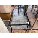 BLACK METAL GLASS TOPPED COFFEE TABLE