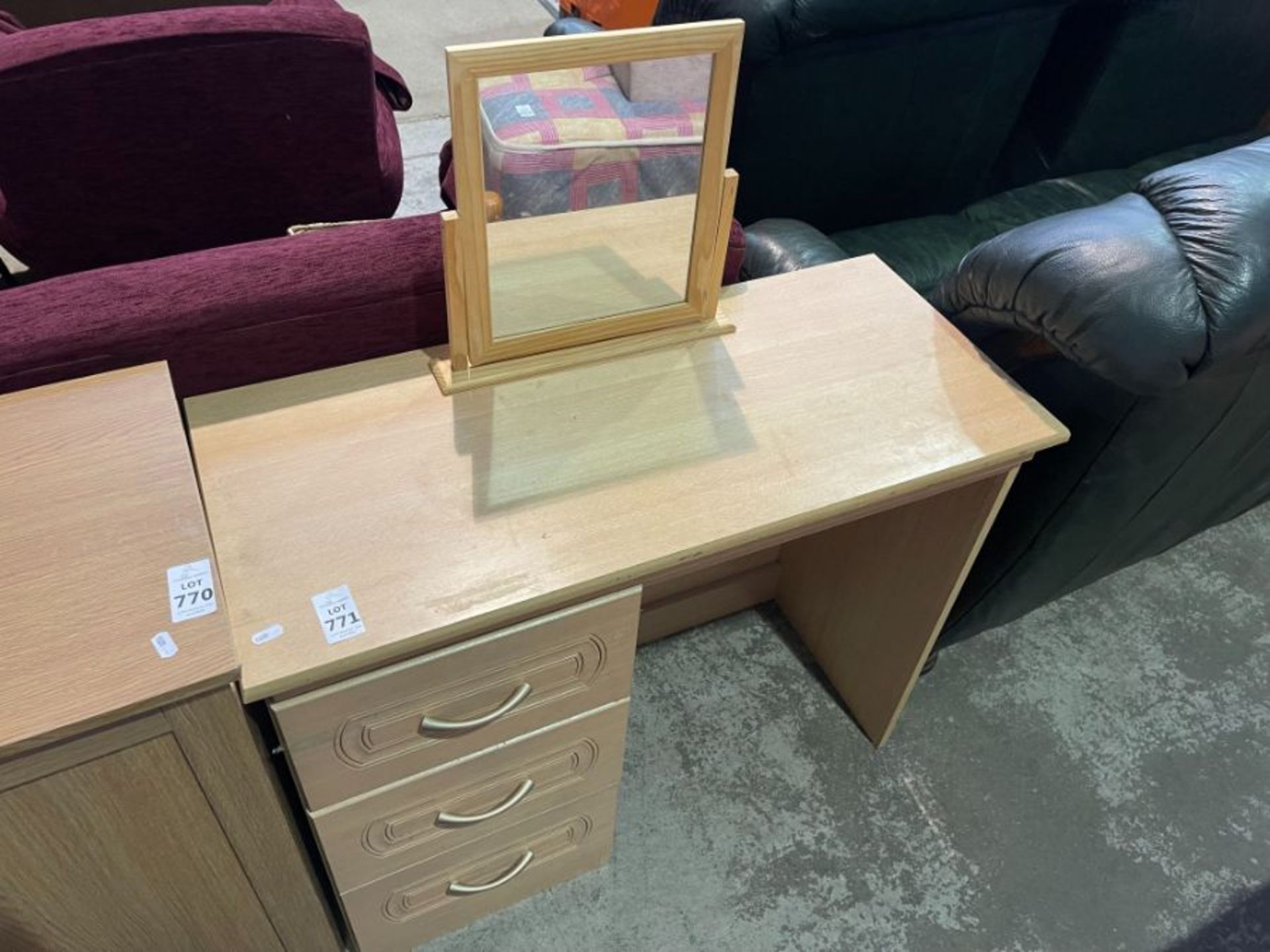PINE EFFECT DRESSING TABLE & MIRROR