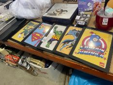 5X ASSORTED FRAMED SUPERHERO PRINTS