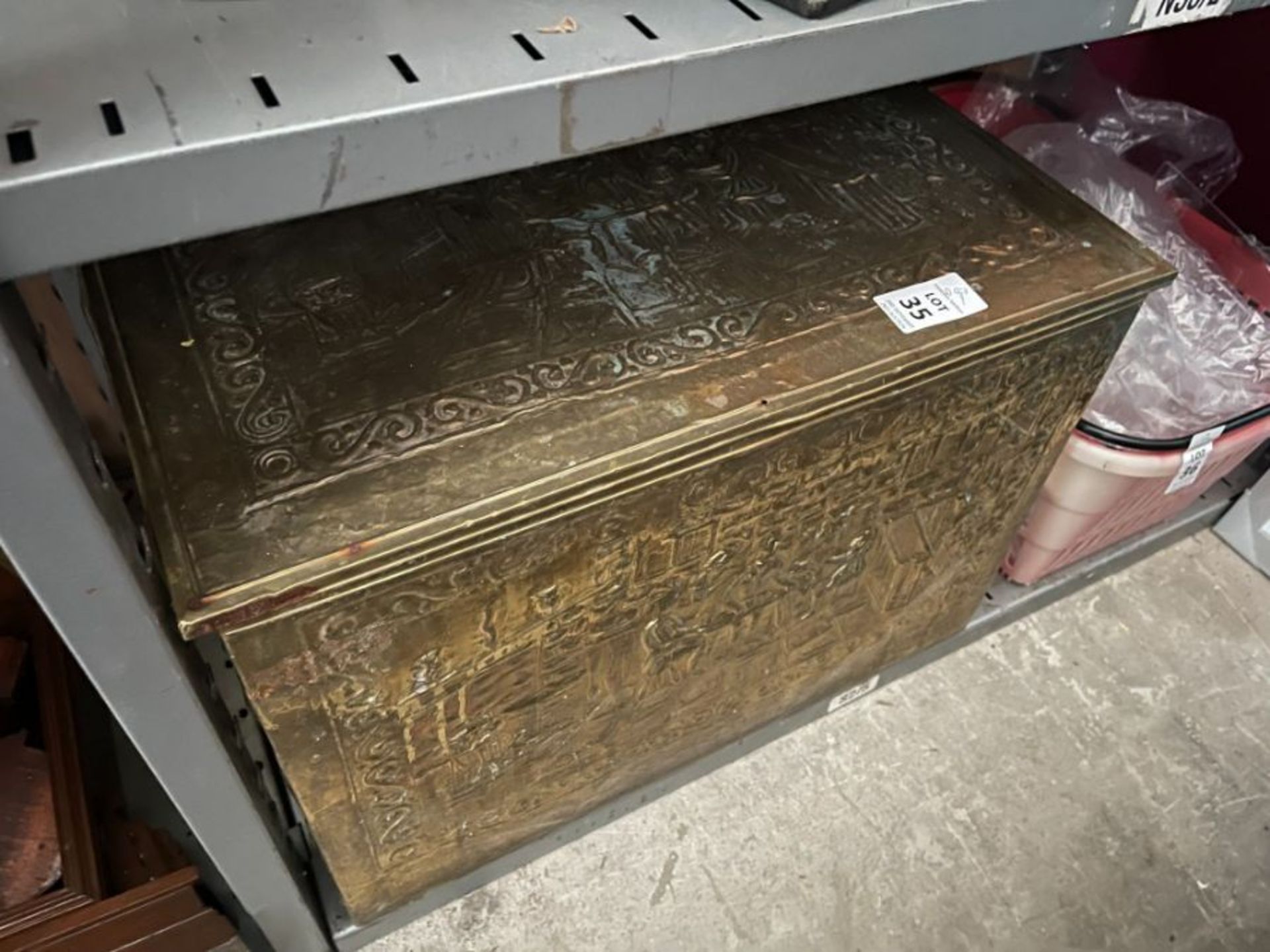 BRASS FIRESIDE COAL BOX