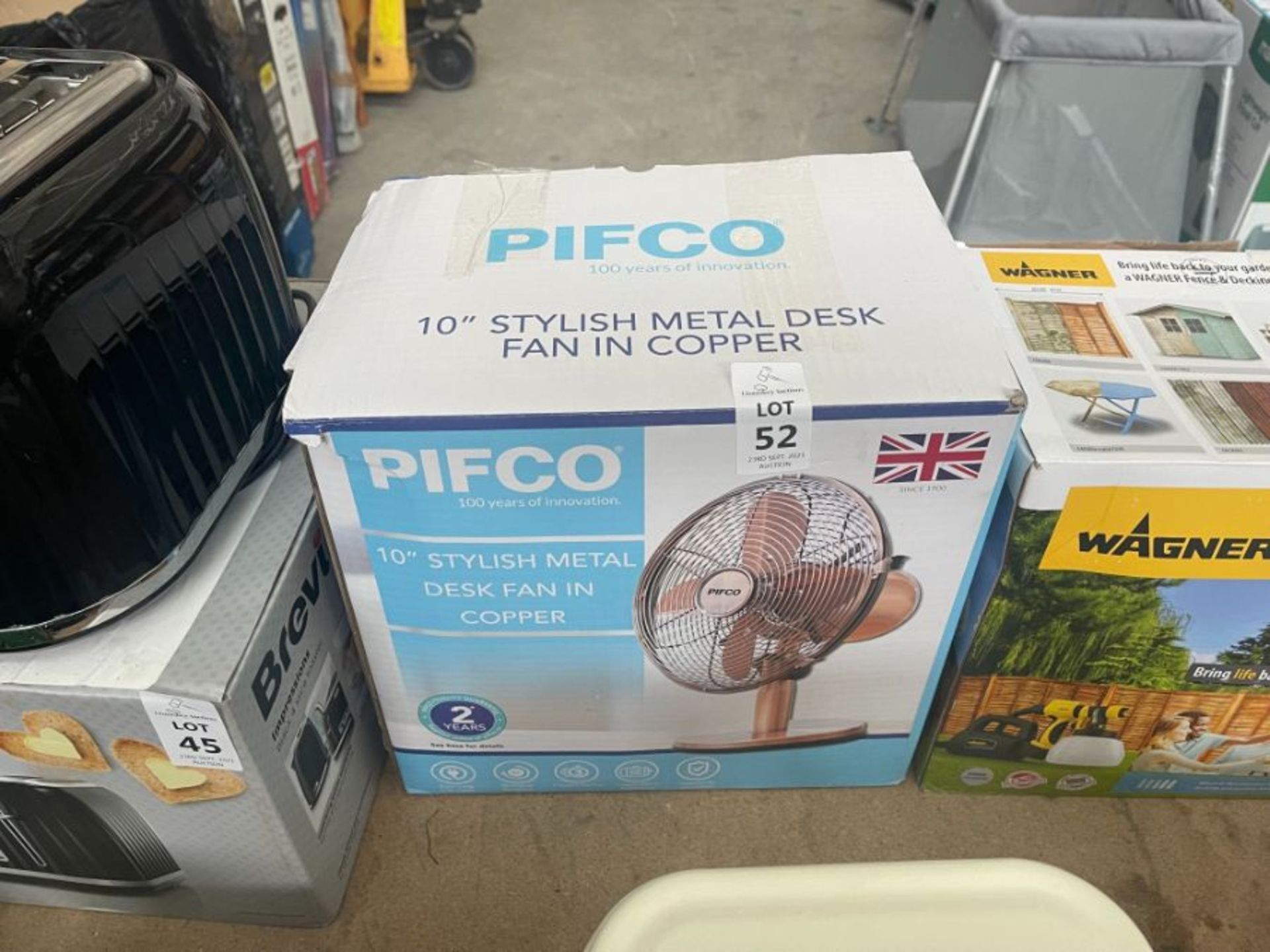 PIFCO 10" STYLISH METAL COPPER DESK FAN