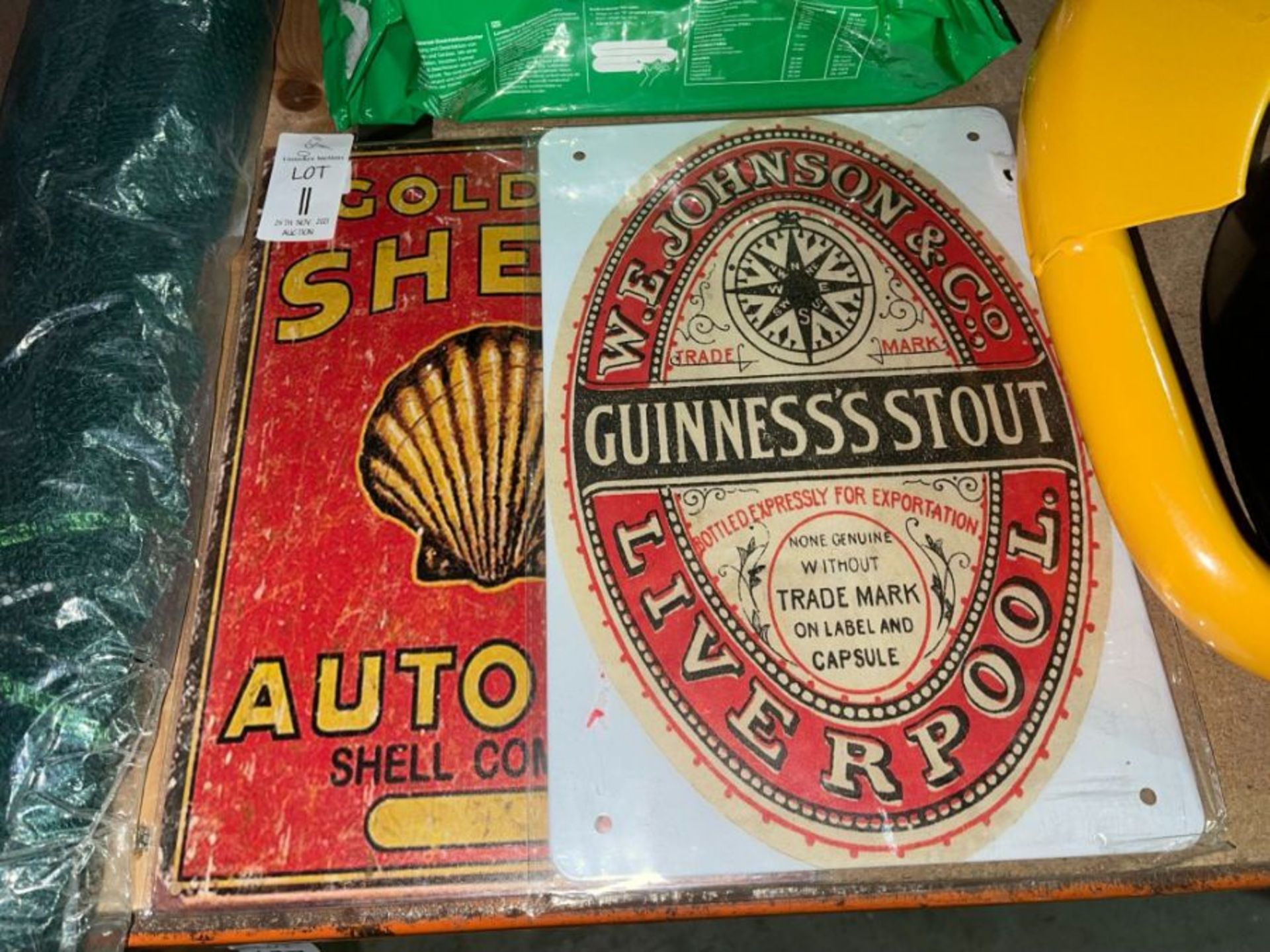 2X TIN SIGNS (SHELL & GUINNESS)