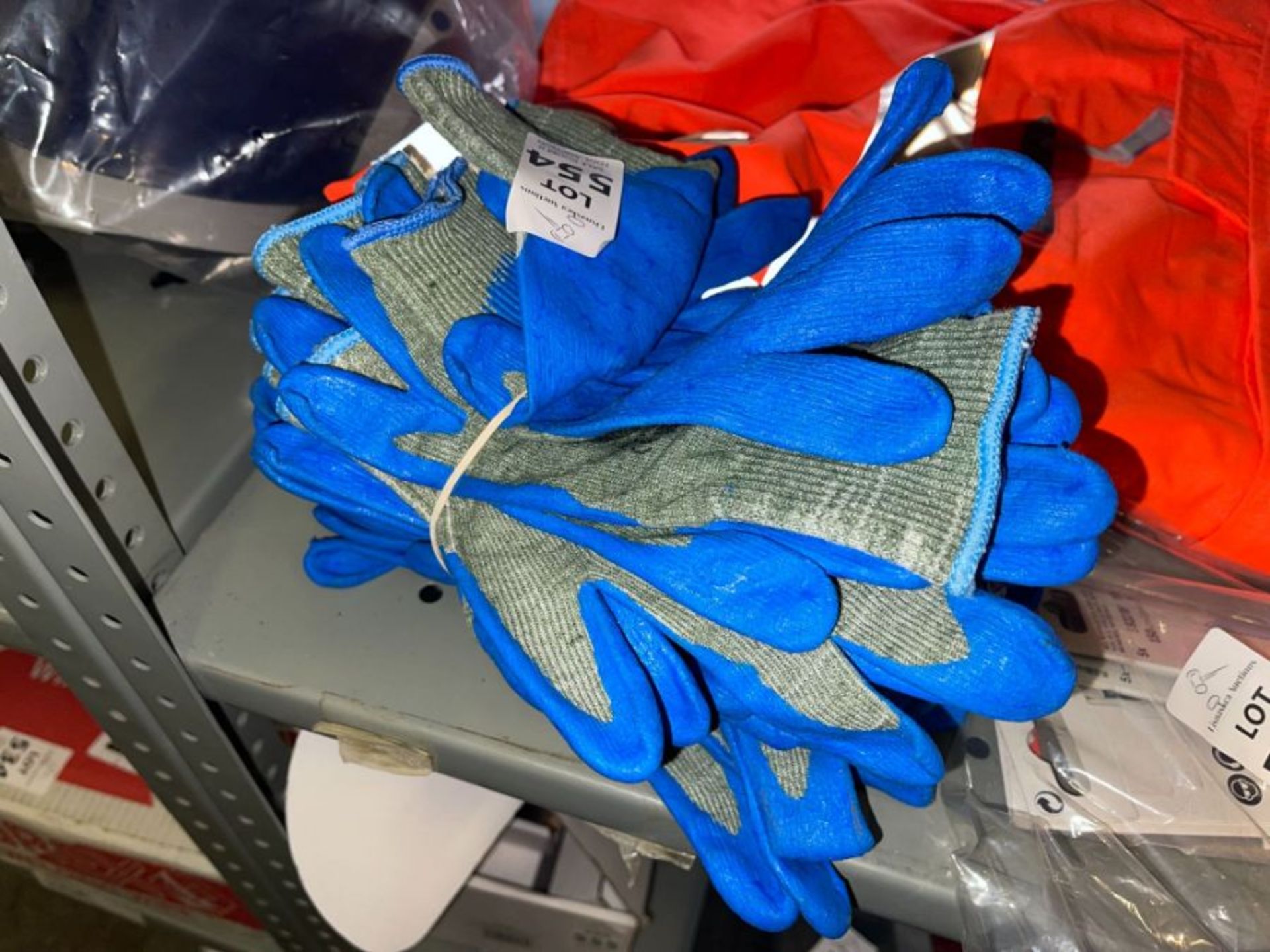 12X PAIRS OF BLUE/GREY WORK GLOVES (SIZE 7)