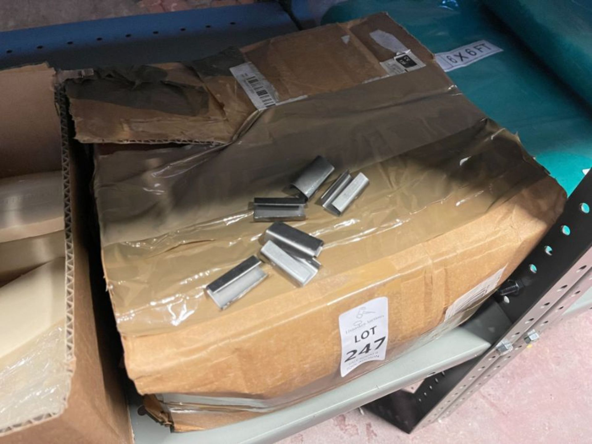 BOX OF PALLET STRAPPING SEAL CLIPS
