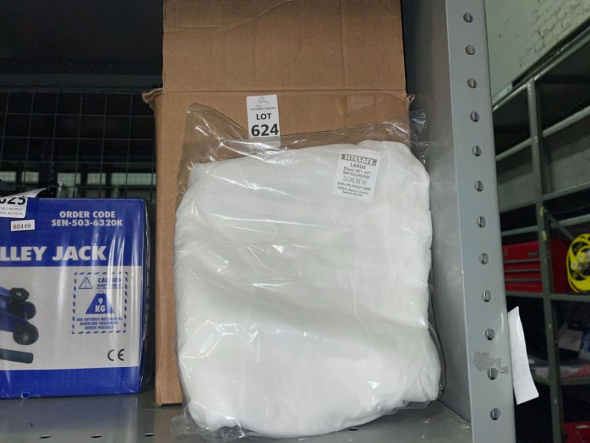 BOX OF SITESAFE DISPOSABLE WHITE OVERALLS (SIZE L)