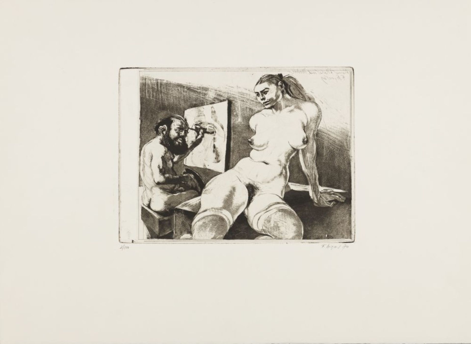 Little Painter and Model from the Beauty and Beast series, 1970 Aquatint etching Signed and dated - Image 2 of 5