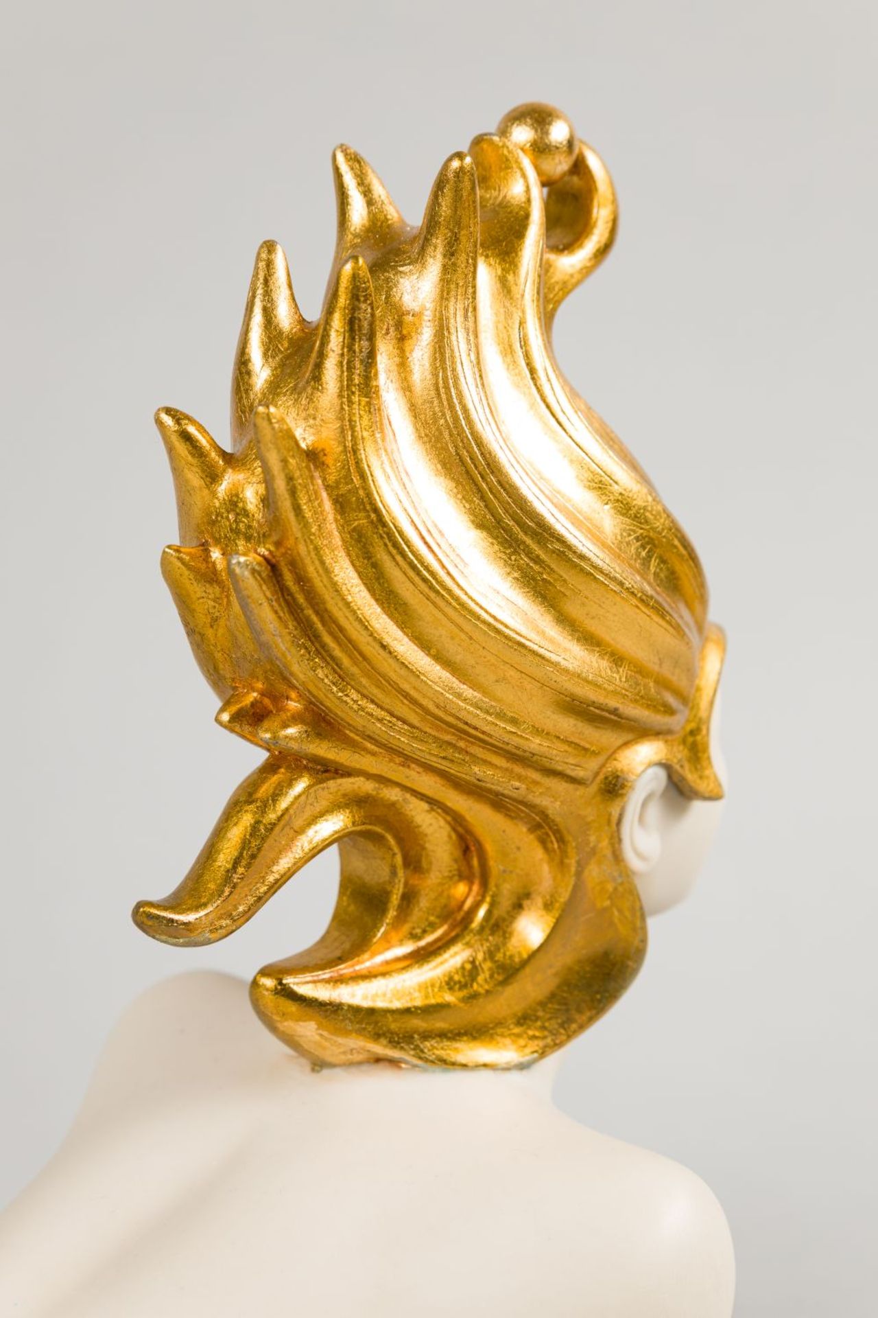 Viennese Sphinx Polymeric art casting, partly gilded on granite-pedestal Signed and numbered: 9/ - Image 6 of 12