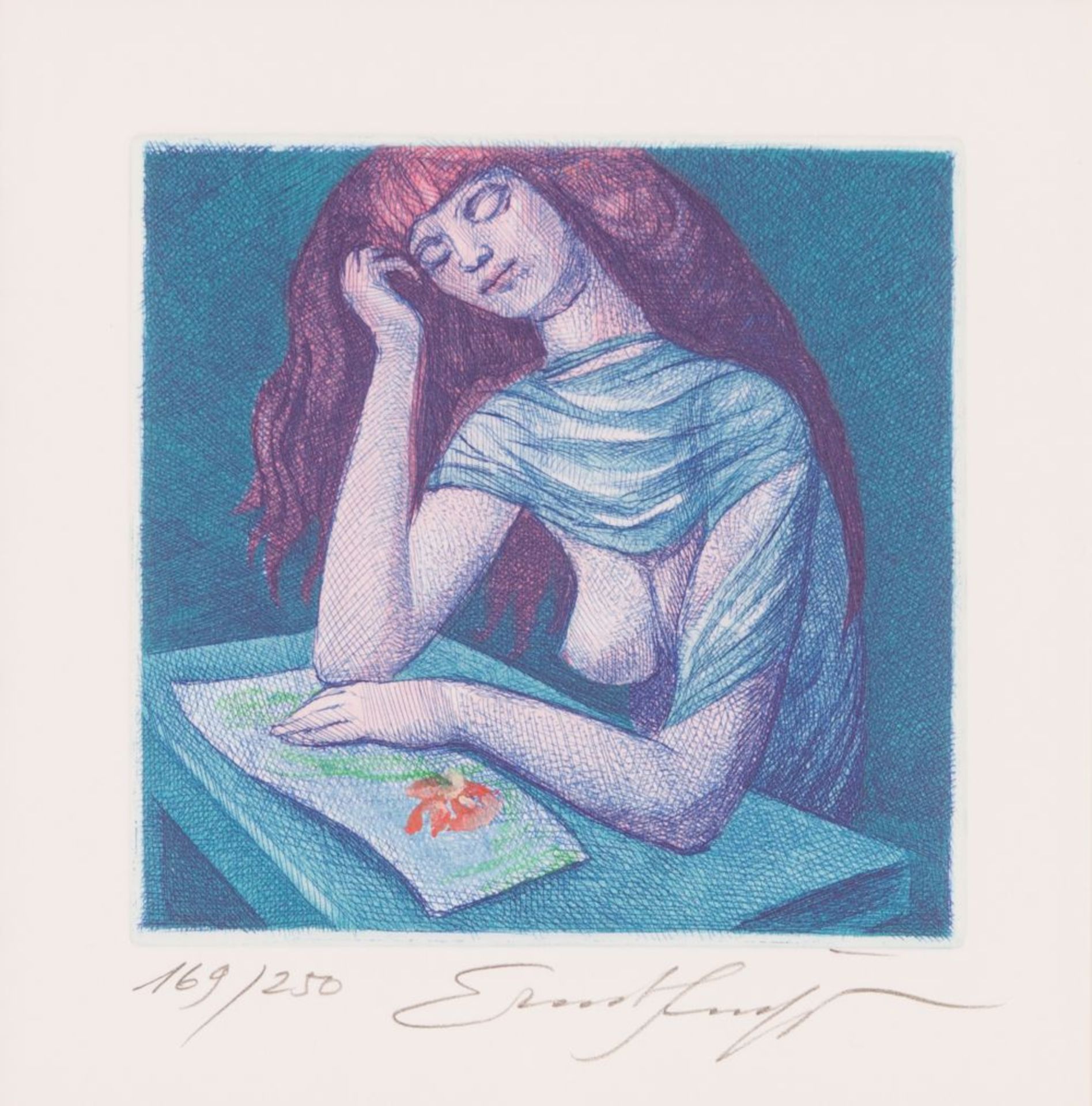 The Love-Letter Colored etching, partly by hand Signed and numbered: 169/250 Sheet Size: 12,8 x 11,8