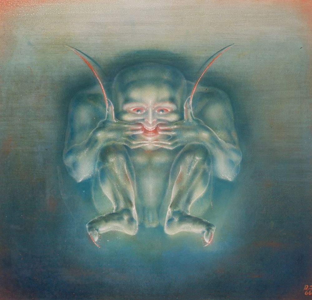 The Demon who Commands the Smile, (19) 66 Oil on plate Signed and dated lower right ca. 18,3 x 19,