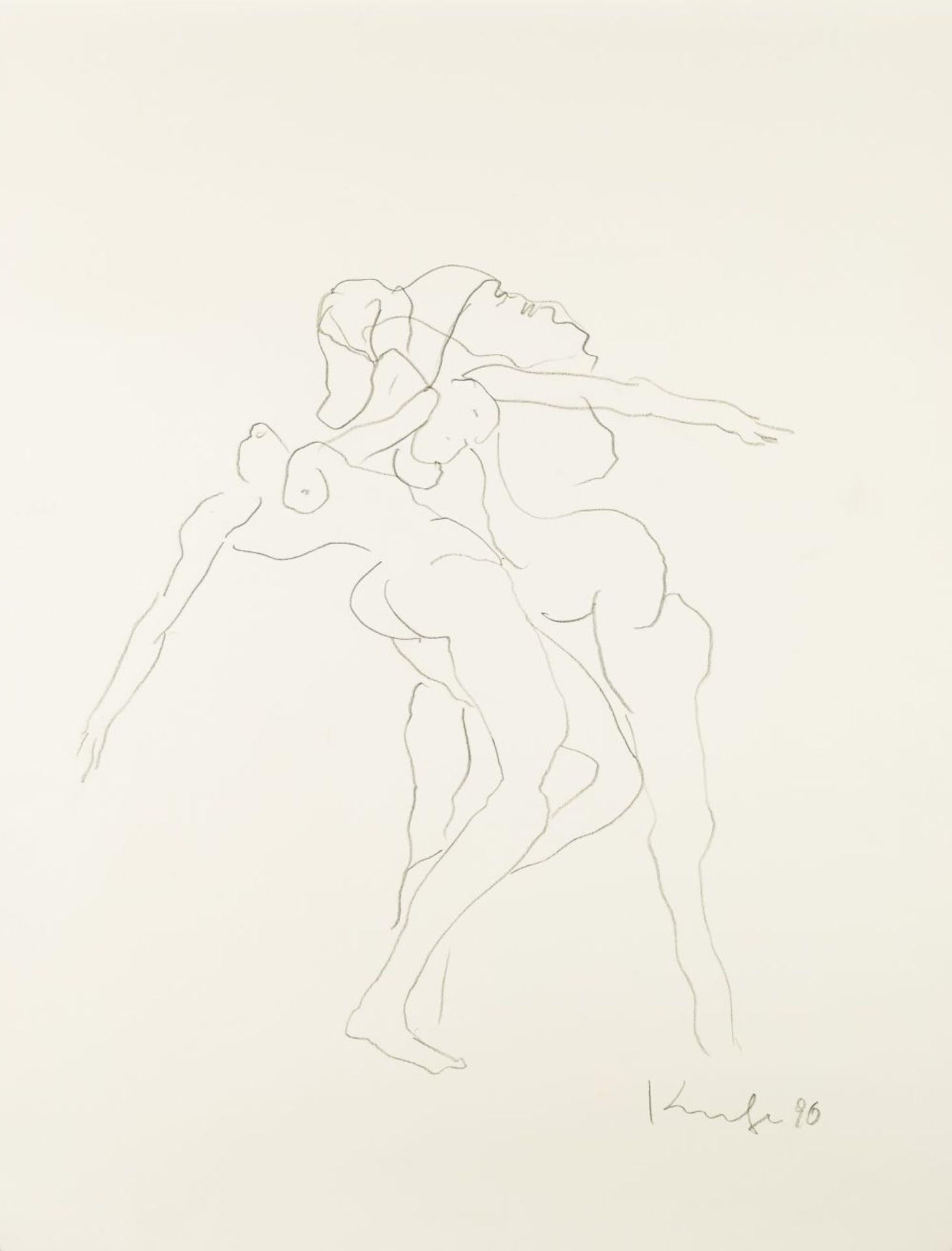 Two Dancers, (19)96 Pencil on paper Signed and dated lower right 25,6 x 19,5 in Will be included