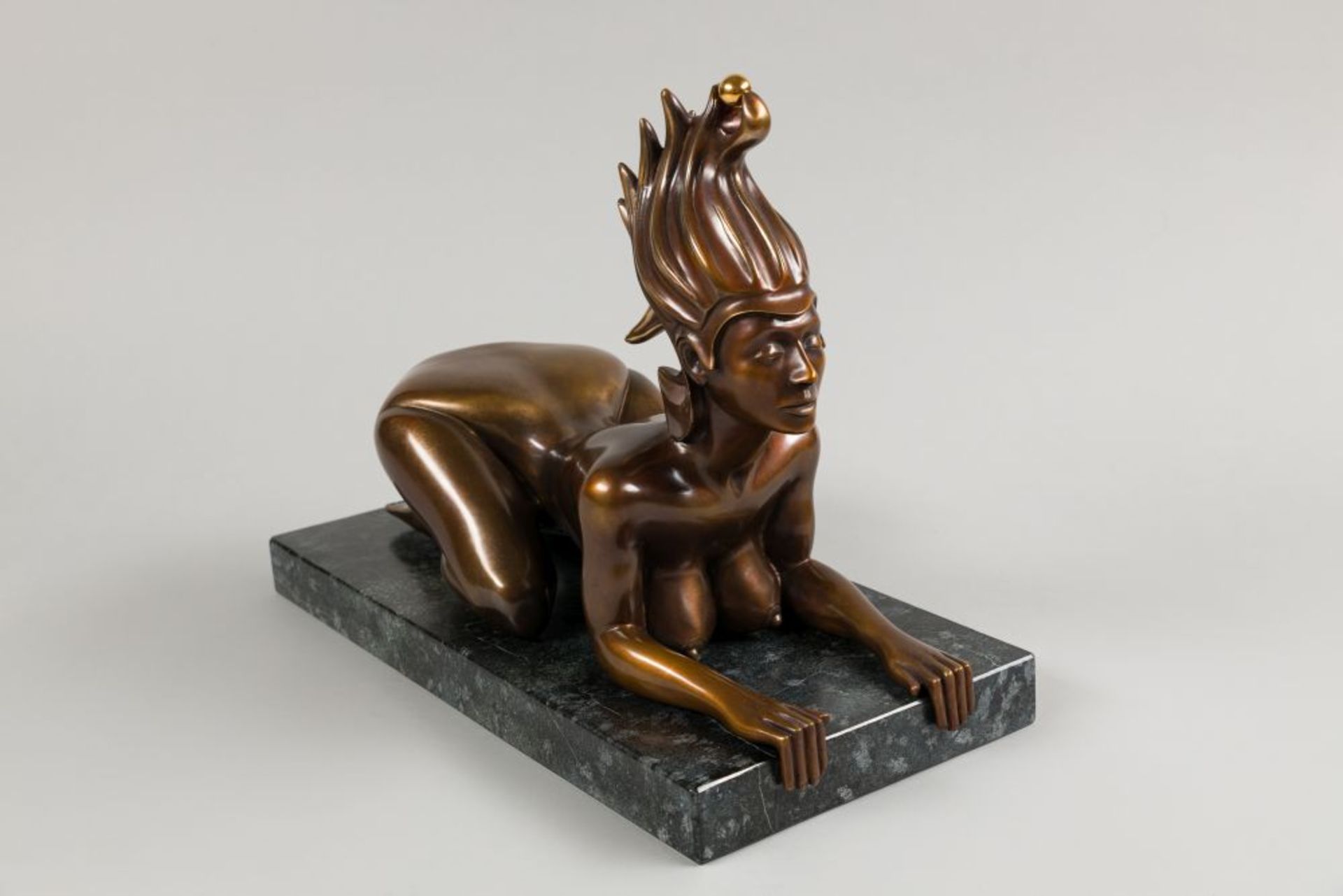 Viennese Sphinx Bronze on granite-pedestal Signed and numbered: 32/500 12,6 x 7,9 in