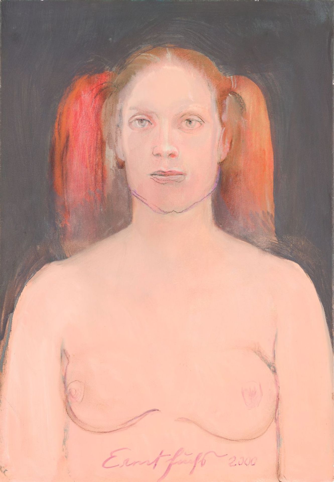 Portrait of a woman, 2000 Oil on canvas Signed and dated in the lower center 25,6 x 17,7 in Ernst