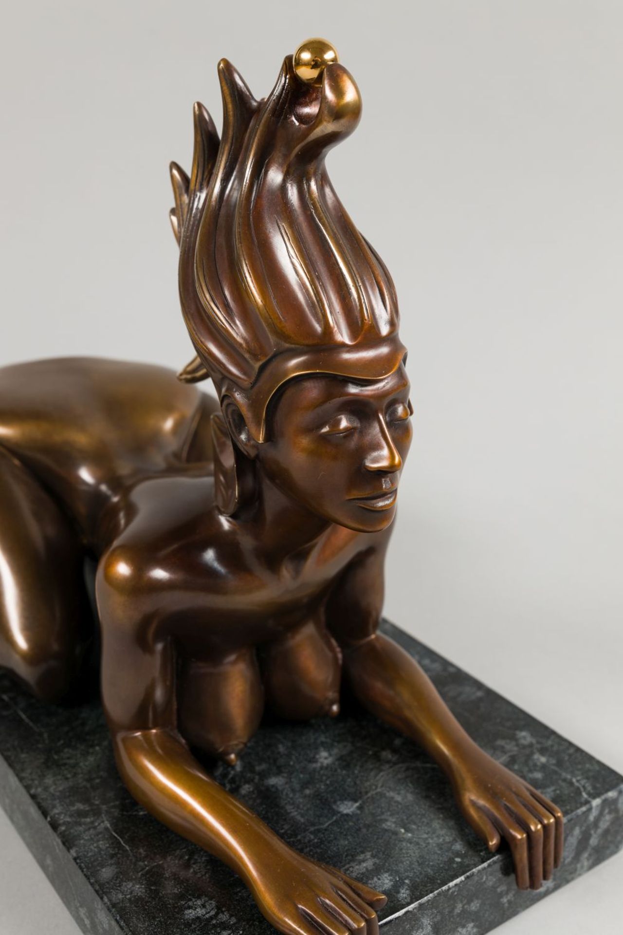 Viennese Sphinx Bronze on granite-pedestal Signed and numbered: 32/500 12,6 x 7,9 in - Image 2 of 11