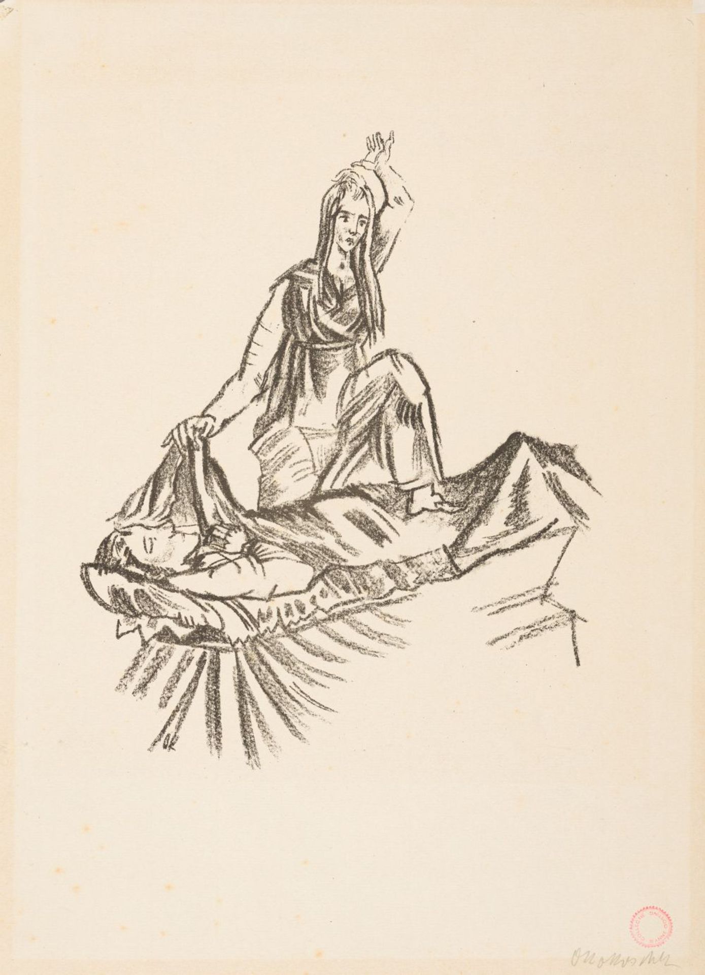 The Woman's Triumph over the Dead, from: The bound Columbus Lithograph Signed lower right, Stamp "