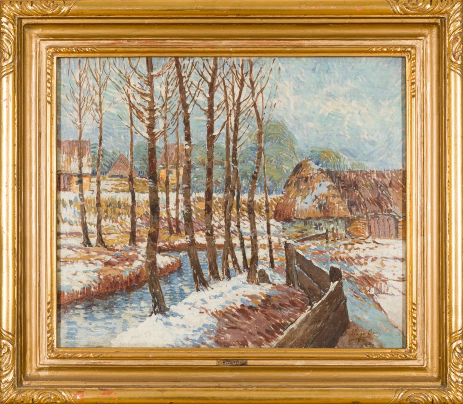 Winterly Landscape, about 1905 Oil on Canvas Signed lower right, Verso inscribed with Date on - Image 2 of 5