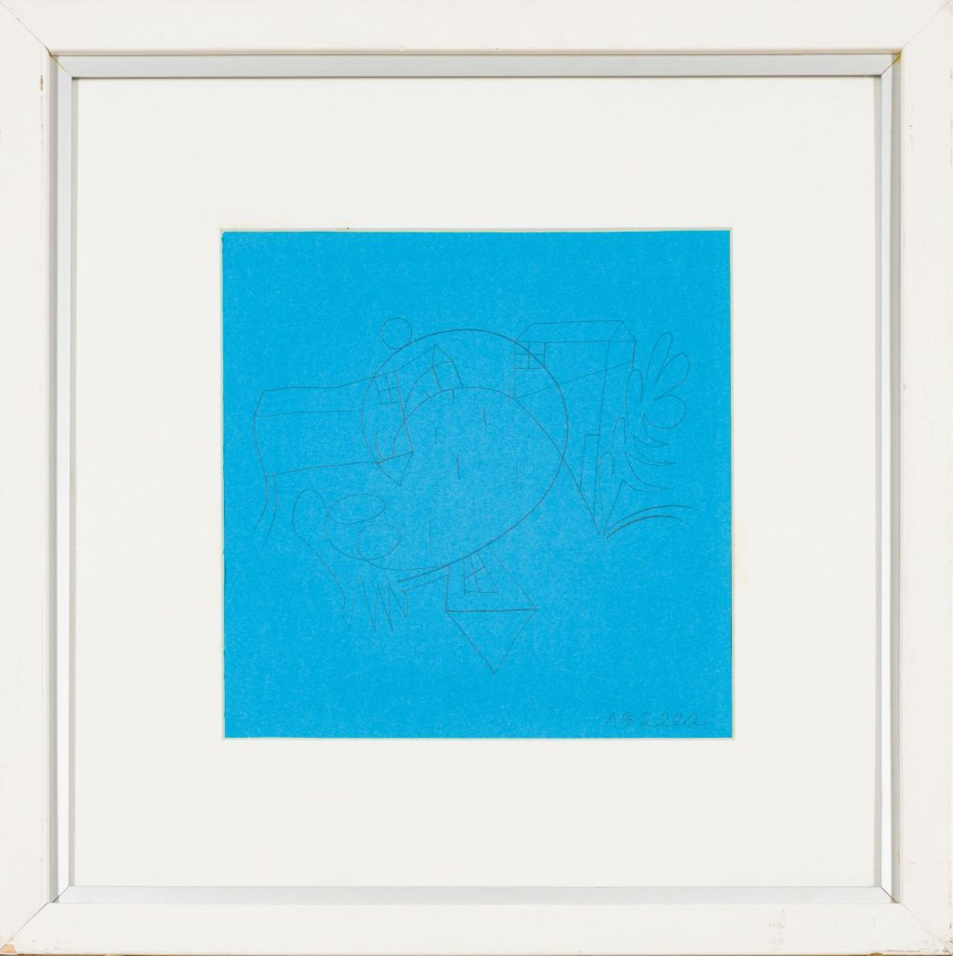 Untitled, 2002 Pencil on blue Paper Monogrammed and dates lower right Passepartout Outcut - Image 2 of 4