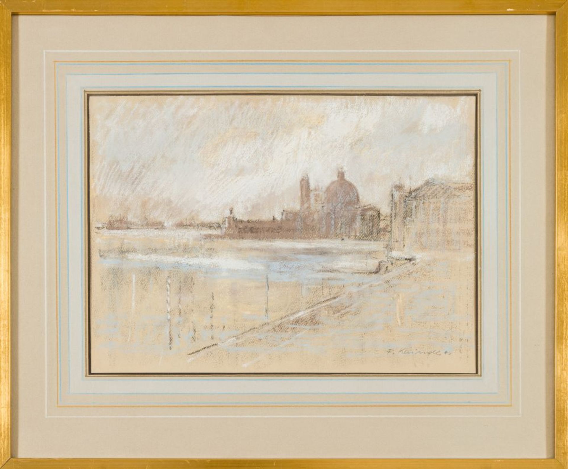 View on Venice, (19)81 Soft Pastels on Paper Signed and dated lower right Sheet Dimensions: 12 x - Image 2 of 3
