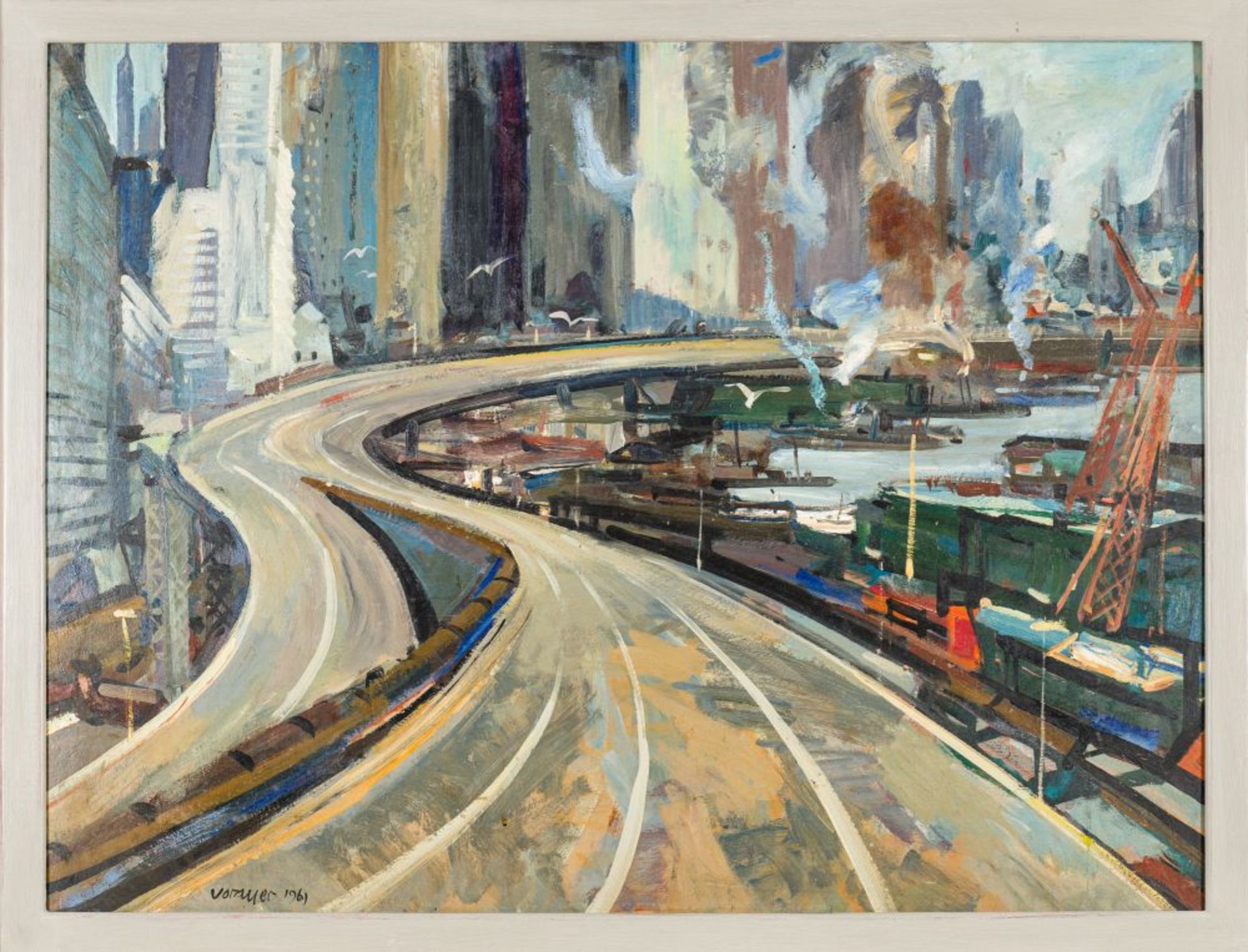 Big City Highway, 1961 Oil on Hardboard Signed and dated lower left 30,1 x 40 in framed - Image 2 of 4