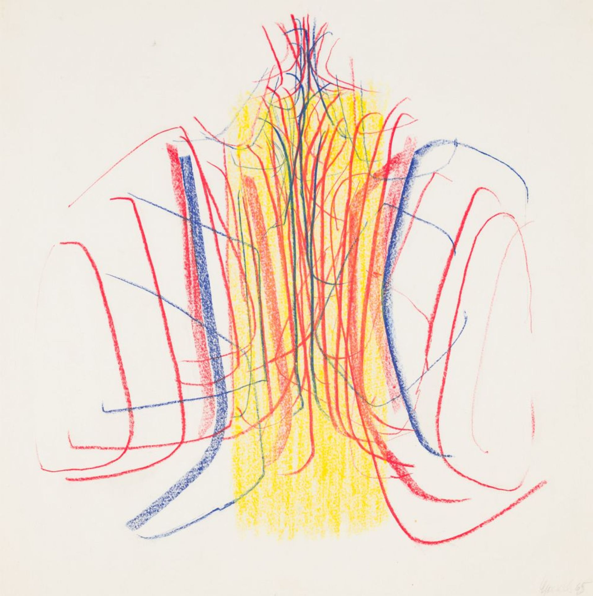 Sketch to walkable Room, 1965 Oil Pastels on Paper Signed and dated lower right, as well as Verso
