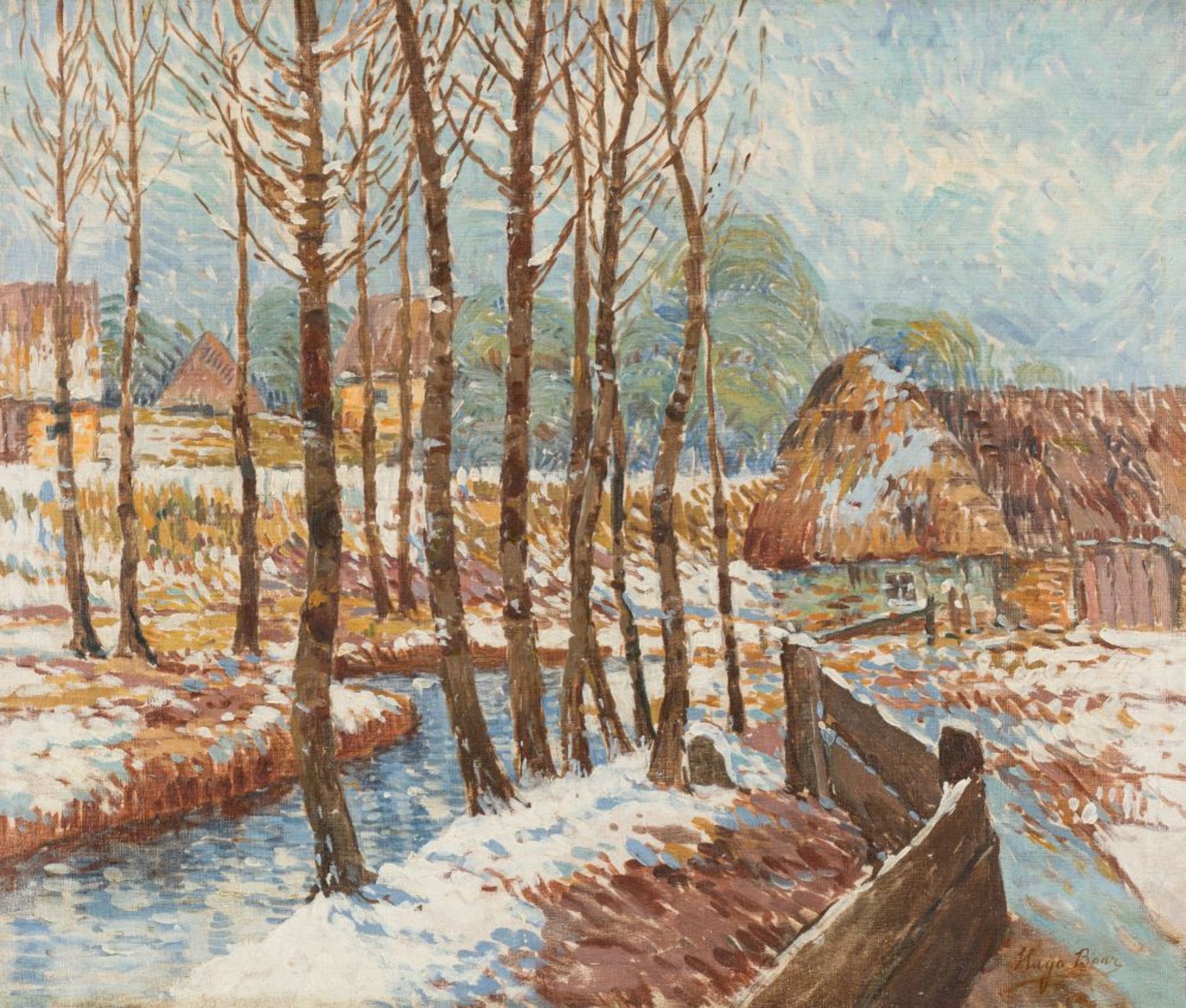 Winterly Landscape, about 1905 Oil on Canvas Signed lower right, Verso inscribed with Date on