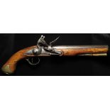 Flintlock Light Dragoon pistol by D. Egg. Plain barrel and tang, proof marks to barrel, and