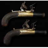 English high quality flintlock muff pistols, frame engraved 'H Nock' 'London'. Manufactured c1780-