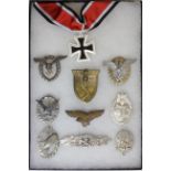 German case of reproductions 10x various types, inc Knights Cross