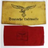 German armbands, 2x Luftwaffe related, inc Flak helper