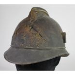 French early 20th century brass fireman helmet all complete in untouched condition