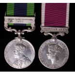IGS GV with North West Frontier 1935 (772065 Gnr C E Yeo RA), and Regular Army GVI LSGC Medal (
