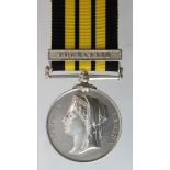 Ashantee Medal 1874 with Coomassie clasp, named 1690 Serjt J Campbell, 42nd Highrs 1873-4. Born St