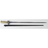 French Model 1886/93/16 WW1 Lebel bayonet ("Rosalie") triform slim blade 20.5" inches. Brass hilt,