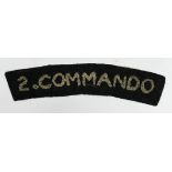 Badge: 2 Commando WW2 Embroidered felt scarce shoulder title badge in excellent condition.