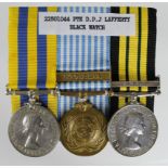 Korea Medal QE2 (22501044 Pte D Lafferty BW), Korea UN Medal, and AGS Medal with Kenya clasp (