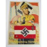 German Hitler Youth armband with two badges and a later made poster