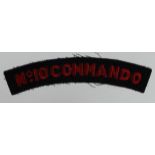 Cloth Badge: No. 10 Commando WW2 Embroidered felt shoulder title badge in excellent condition.
