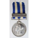 Egypt Medal dated 1882, with Tel-El-Kebir clasp, named to 1622 Pte R Shaw 1/R.Hrs. Obverse of