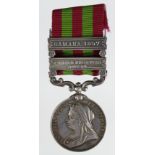 India Medal 1896 with bars Punjab Frontier 1897-98 and Samana 1897, named (5008 Pte J Gibling 2d