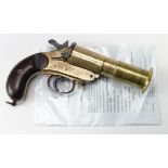 WW1 era Signal / Flare Pistol MkIII, maker marked 'Cogswell & Harrison London'. Two piece walnut