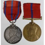 Metropolitan Police 1902 Coronation Medal (bronze) named (PC A Stock K.Div), and 1911 Coronation