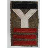 Badge Battle dress shoulder patch with Y, unknown unit