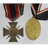 Imperial German Marines service medal for the WW1 Western Front, plus one other WW1 medal