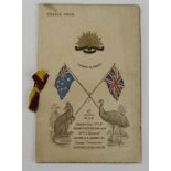 Australian WW1 interest, Menu 'Memento of C Company in France 1914-1918, 31st Bn'.