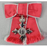 MBE (Civil) female ribbon, in Fattorini Case of issue