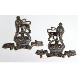 Badges - pair of Royal West Kent officers bronze collars. (2)