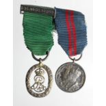 ERVII TD with Coronation Medal 1911, miniature medals mounted for wearing.